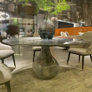 Sturdy Hotel Restaurant Furniture Round Shape Natural Marble Dining Table