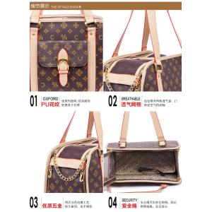 Design Classic Royal Quality Leather Grid Hand Pet Carriers