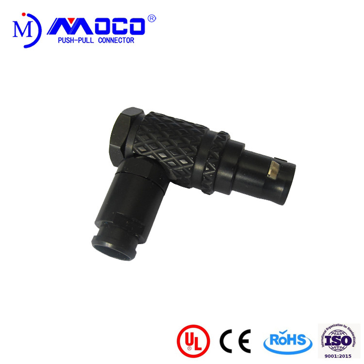 right angle male circular connectors with black chrome plated