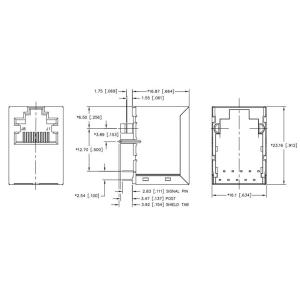 JXD3-0003NL Equivalent Ethernet Connectors EXT TEMP Vertical RJ45 MAG