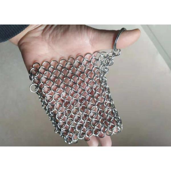 4X4 Inch Ring Mesh Stainless Steel Pot Scrubber For Kitchen Square Shape