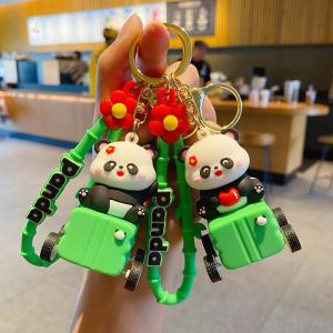 Silicone Keychain Pendants For Purse , Cute Panda Keychain Charms