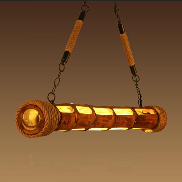 Loft Bamboo Led Chandelier Cafe Lamp Retro Industrial Led Warm White Led Tube