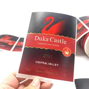 Waterproof Wine Bottle Sticker Labels Custom Embossed Logo
