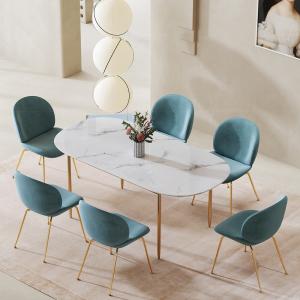 Luxury Kitchen Dining Table Stainless Steel Base Marble Top