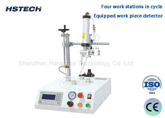 Four Work Stations In Cycle Equipped Work Piece Detector LED Bulb Glue Dispenser