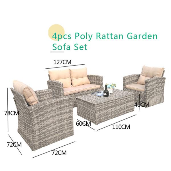 Rectangular Aluminum Frame Rattan Outdoor Sofa Chair Coffee Table Set UV Weather Resistant High Quality Furniture