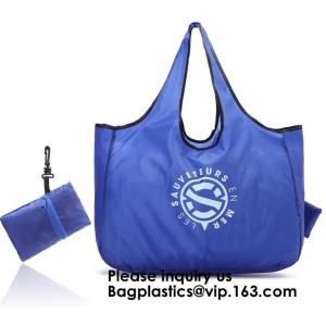 Printing Logo Polyester Handled Foldable Tote Bag With Snap Closure Foldable Bag