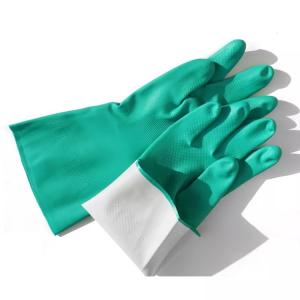 Green nitrile industrial safety gloves