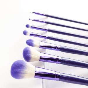 China Practical Custom 7 Makeup Brush Set Purple Lavender With Cotton Bag on sale