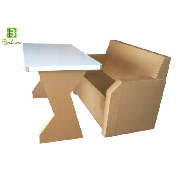 Buy Custom Flat Cardboard Table And Chairs Stand Simple Style Wightlight at wholesale prices