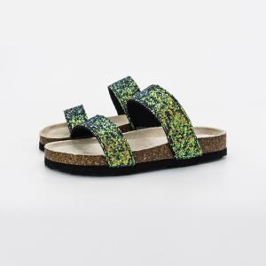 Green Shiny Slip Resistant Eva Slide Sandal With Double Strap