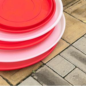 China Red High Durability Circular Shape Feed Tray For Chicken on sale