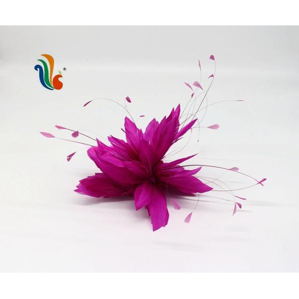 Goose Feather and Stripped Coque Flower Mount for Valentine's Day Party Decoration