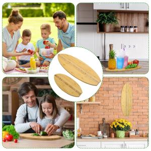Washing Surfboard Shaped Bamboo Butcher Block Wood Cutting Board 2pcs