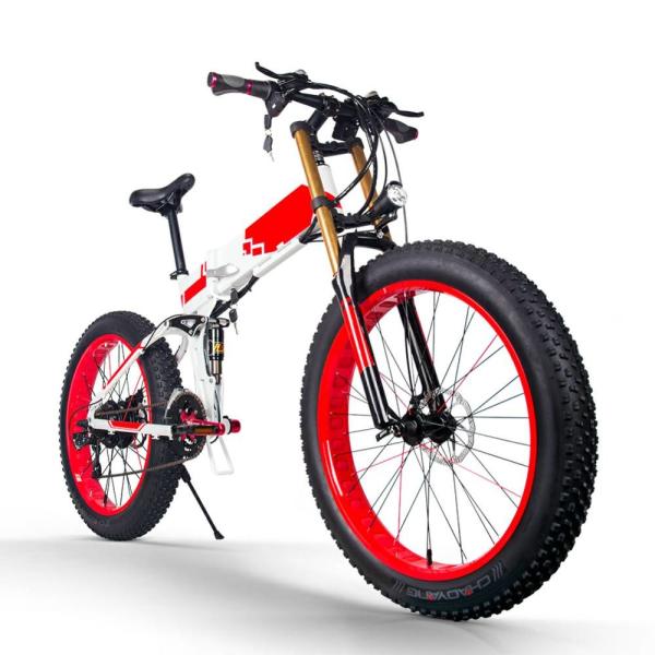 Buy 26 Inch Folding Fat Tire Mountain Ebike Huge Tires Full Suspension 350w 48v at wholesale prices
