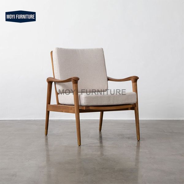 Velvet Fabric Modern Handmade Single Seater Couch Solid Wood Sofa Chair Living Room Customization Simplicity Comfortable