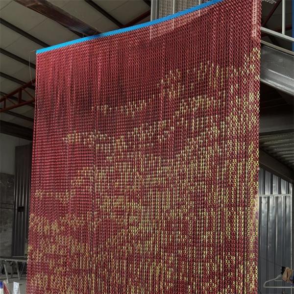 Buy Different Color Decorative Mesh Curtain Fly Screen Door Double Hook Aluminum Chain Link Mesh Curtain at wholesale prices