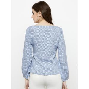 Women White & Blue Striped Blouse