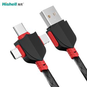 Stainproof Multiscene USB C Phone Cord , OEM 3 In 1 Mobile Charging Cable