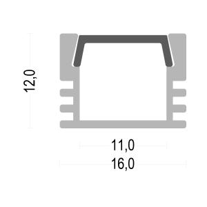LED Strip Aluminium Profile Width16mm*High12mm with PC diffuser cover
