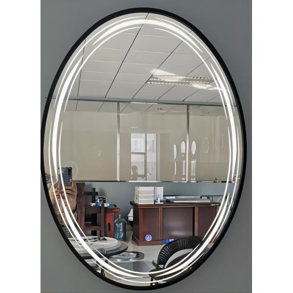 Buy Aluminum Frame Oval Illuminated Bathroom Mirror 500*700MM at wholesale prices