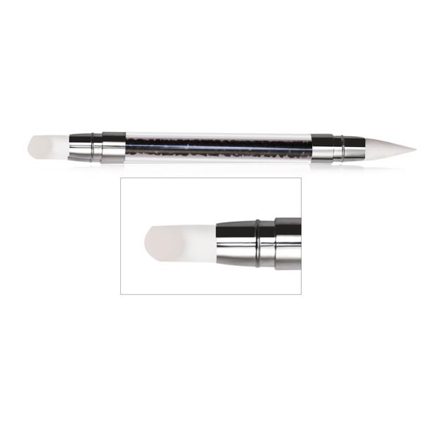 5Pc Dual-ended Nail Scrubbing Brush Rhinestone Handle Silicone Nail Brush