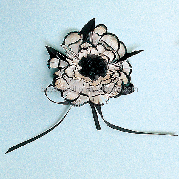 Dyed 10*20 cm Pheasant Feather Flower Mount with Wire Accessory Pattern Dyed