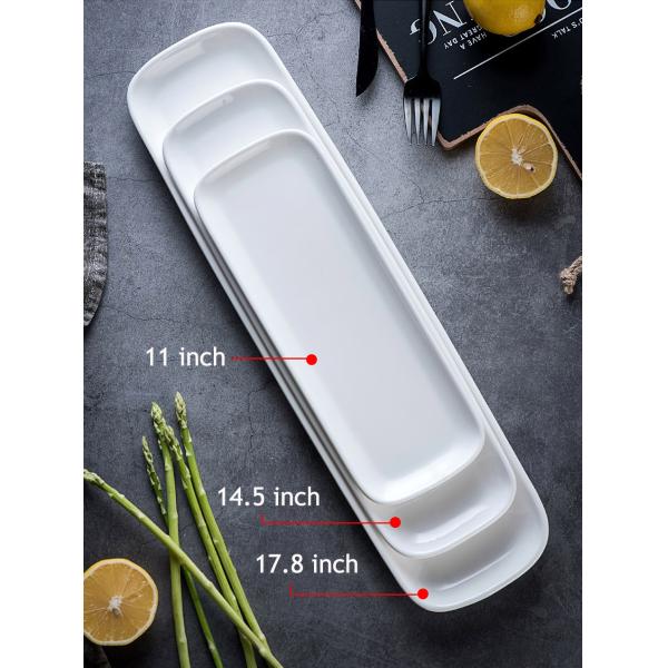 Rectangle Plain Bright White Savall Porcelain Plates Dishwasher Safe