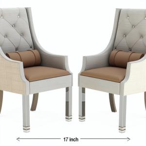 Modern Wood Dining Room Armchairs with Cushions Set of 2