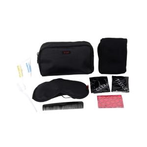 Practical Airline Amenity Kits Oxford Fabric Material Small Travel Kit Black