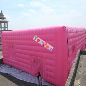 Quality Pink Fabric Inflatable Stitching Cube , Blowers Sewn Inflatable Cube Tent for sale