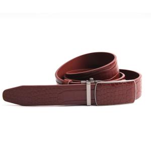China 3.5cm Men Leather Ratchet Dress Belt With Automatic Click Slide Buckle on sale