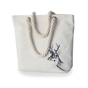 China Printed Cartoon Womens Casual Canvas Bags With Cotton Rope Handles on sale