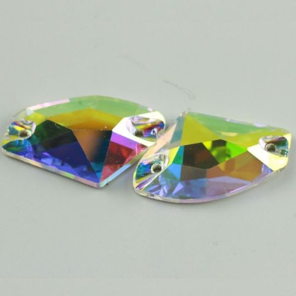 Buy Axe-shaped Clear Double Hole Rhinestone at wholesale prices