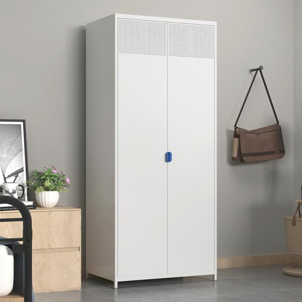 Buy Home Bedroom Double Door Metal Locker Style Wardrobe With High Foot at wholesale prices