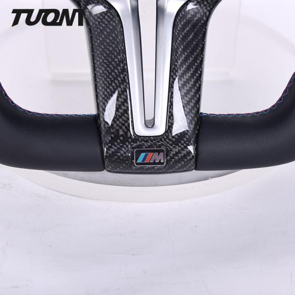Black Perforated Smooth Leather BMW Steering Wheel Carbon Fiber
