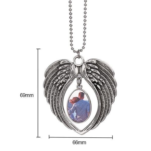 Custom Logo Car Hanging Ornament Metal Christmas Angel Wing Ornaments Sublimation Blanks Christmas Decorations