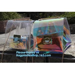 shoulder clear pvc chain hand bag for purses handbags, Metallic Transparent PVC Beach Handbags Shoulder Bags, Chain Cros