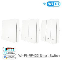 no neutral WIFI Smart Light Wall Switch work with Alexa, 1 2 3 gang EU/UK 86