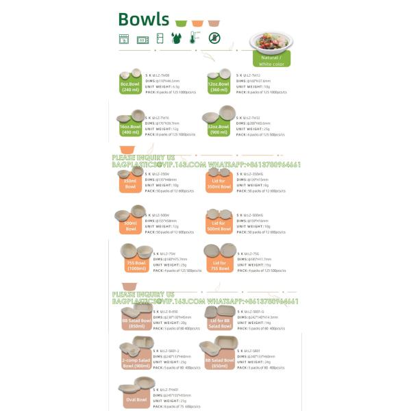 Eco Friendly Bowls 100% Compostable Disposable Biodegradable Sugarcane Bagasse Bowl