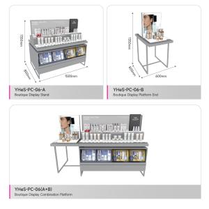 Skincare Shop Gray Wooden Display Rack Washing & Care Shelves with Light-box for