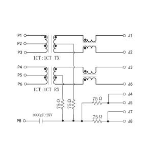 SI-50196-F Magnetic RJ45 Jack LPJ1014NWNL Tab-Up 10/100M With LEDs