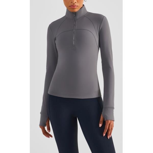 Half Zip Ladies Equestrian Shirt With Thumb Holes Brushed Inside Winter Equestrian Top