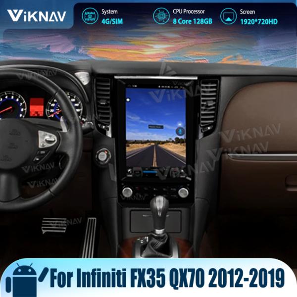 Viknav Car Radio For Infiniti FX35 QX70 (2012-2019)12.1 inch Upgrade IPS Touch Screen Stereo 8 Core Android13 Auto Audio