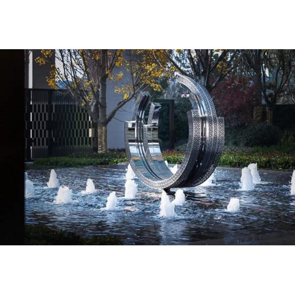 Fountain Ring Decorative Metal Sculpture Mirror Stainless Steel Modern Art