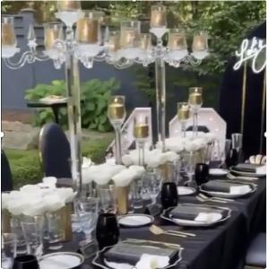 5 Arms Piece Crystal Glass Candelabra Tube Centerpieces Event Decoration 110CM