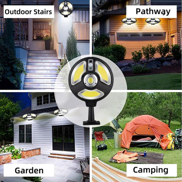 Round Waterproof PIR Motion Sensor Smart Remote Control Wall Lamp Solar Energy Outdoor Garden Solar Light