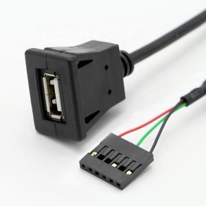 CUSTOM Snap Socket USB 2.0 A Male Panel Mount Cable with 6 Wires Dupont Terminal