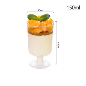 Wholesale Clear Disposable Long Stem Dessert Pudding Wine Glass,Plastic